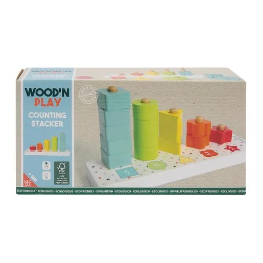 WoodnPlay - Torres De Piezas De Madera Apilables Para Contar 2 WoodnPlay - Torres De Piezas De Madera Apilables Para Contar - Imagen 2